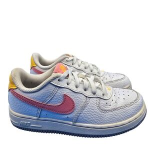 Nike Air Force 1 Low Toddler Kids White Pink Yellow Sneakers Shoes‎ Size 13C